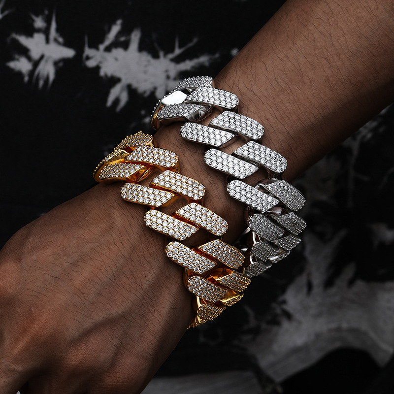 Iced Out 30mm Miami Cuban Bracelet with Big Box Clasp