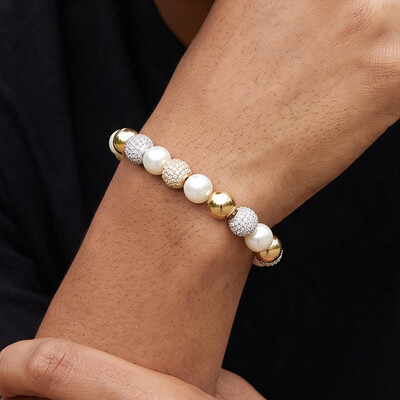 10mm Iced Beads Pearl Bracelet