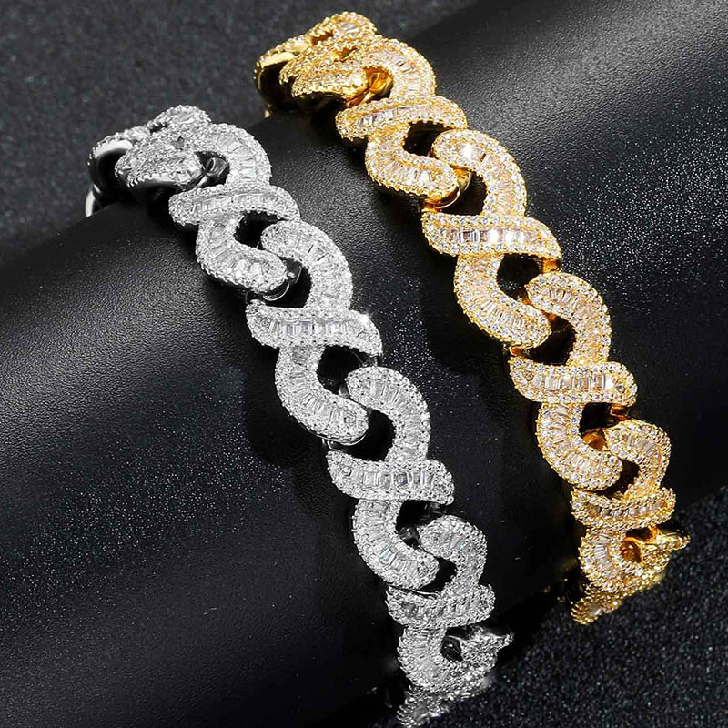 Iced Out 12mm Baguette Cut Infinity Link Bracelet