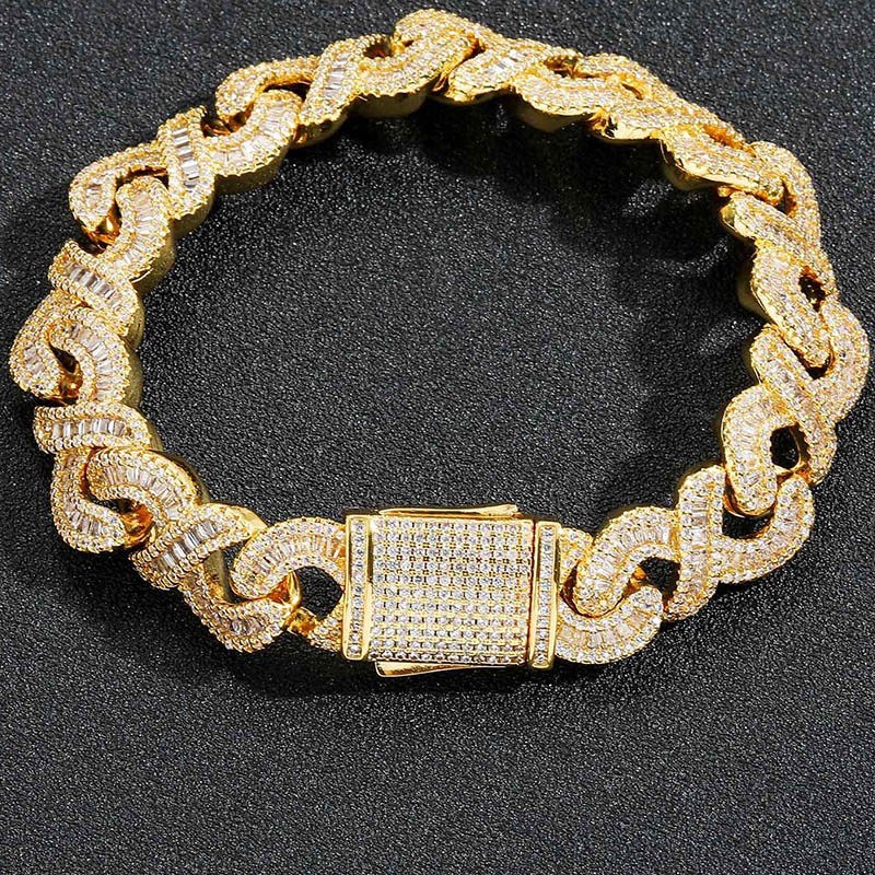 Iced Out 12mm Baguette Cut Infinity Link Bracelet