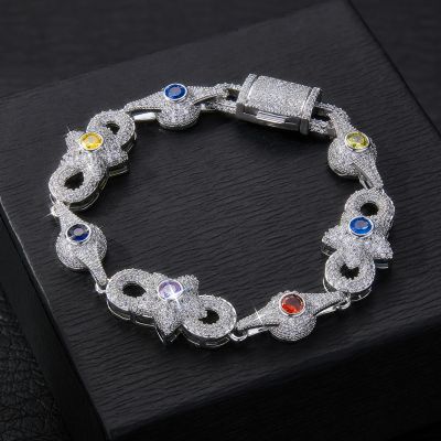 Iced Out 14mm Colored Evil Eye Infinity Star Amulet Bracelet