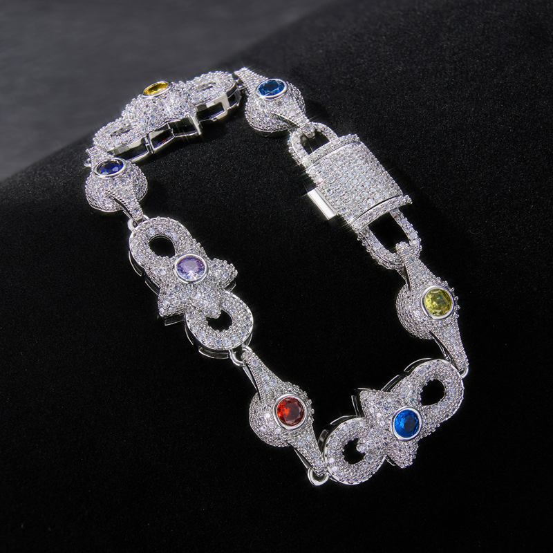 Iced Out 14mm Colored Evil Eye Infinity Star Amulet Bracelet