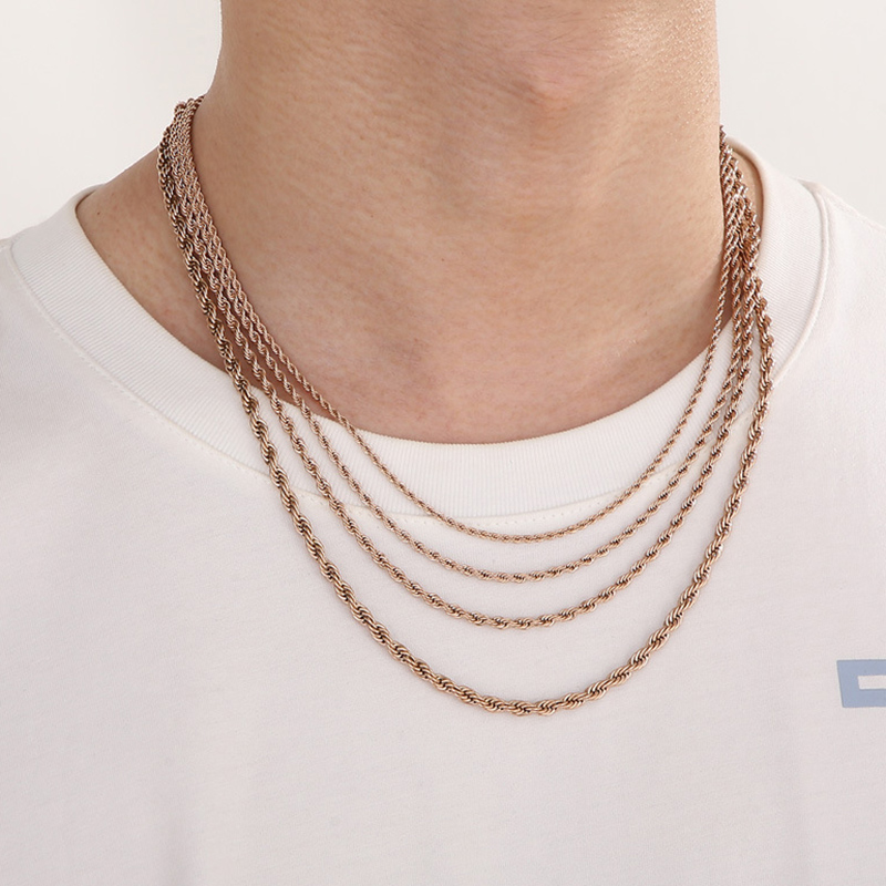 3mm/4mm/5mm/6mm/7mm/8mm Rope Chain in Rose Gold