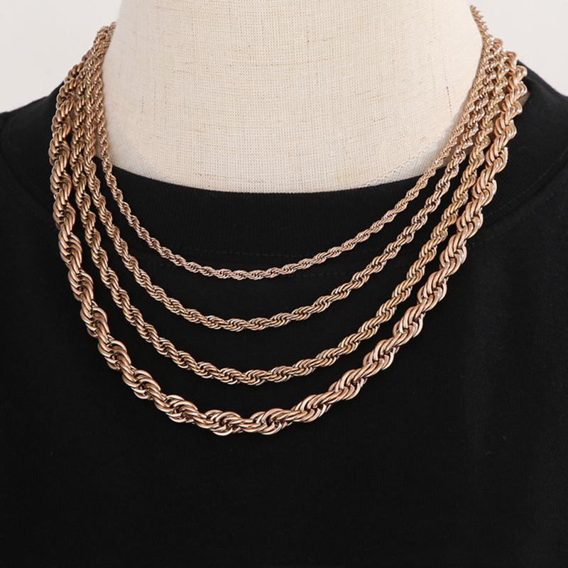 3mm/4mm/5mm/6mm/7mm/8mm Rope Chain in Rose Gold