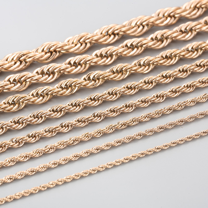 3mm/4mm/5mm/6mm/7mm/8mm Rope Chain in Rose Gold