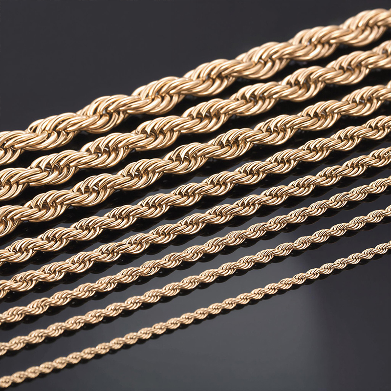 3mm/4mm/5mm/6mm/7mm/8mm Rope Chain in Rose Gold 3mm/4mm/5mm/6mm/7mm/8mm Rope Chain in Rose Gold