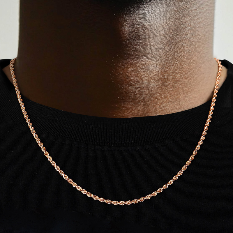 3mm/4mm/5mm/6mm/7mm/8mm Rope Chain in Rose Gold 3mm/4mm/5mm/6mm/7mm/8mm Rope Chain in Rose Gold