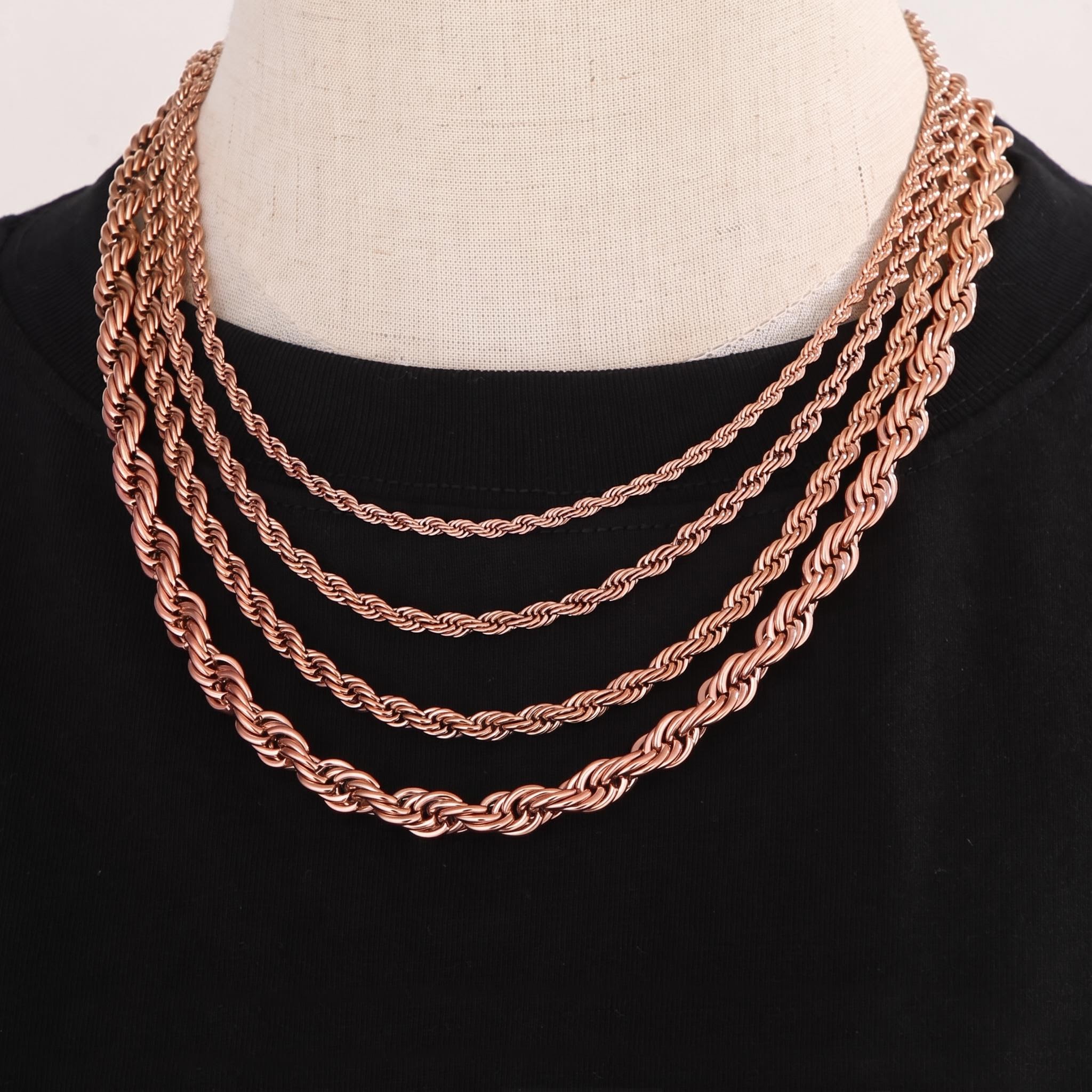 3mm/4mm/5mm/6mm/7mm/8mm Rope Chain in Rose Gold 3mm/4mm/5mm/6mm/7mm/8mm Rope Chain in Rose Gold