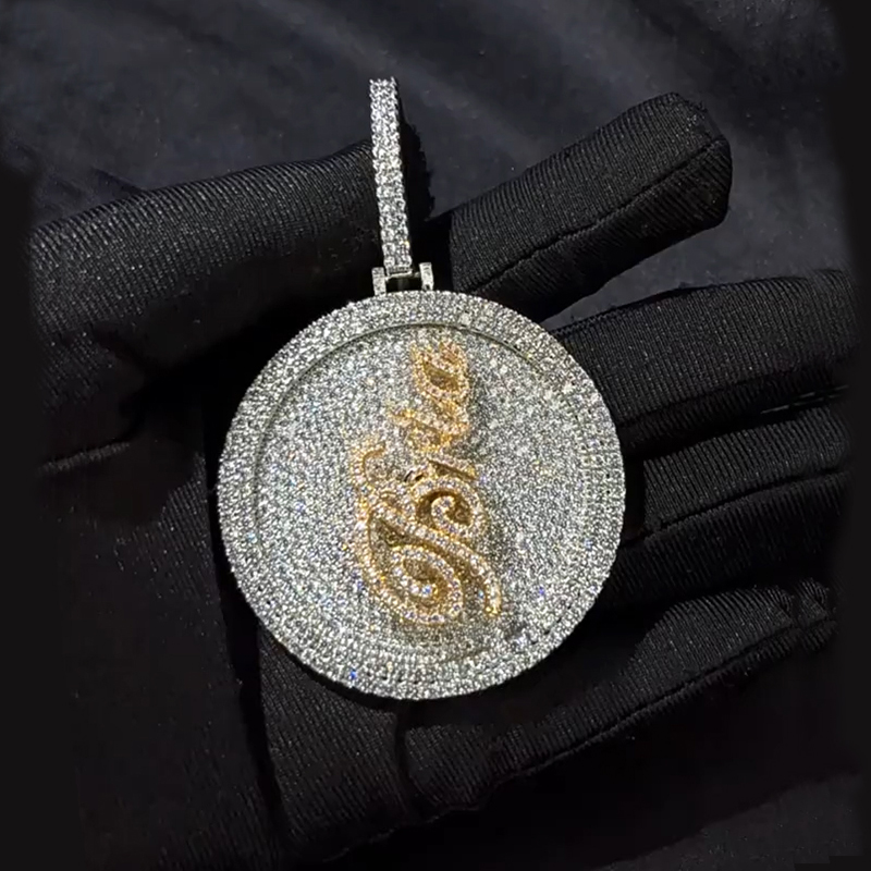 Iced Out Custom Letters Rotatable Pendant