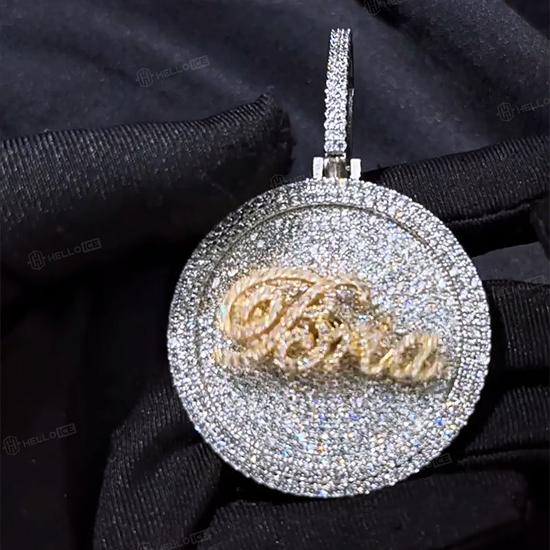 Iced Out Custom Letters Rotatable Pendant