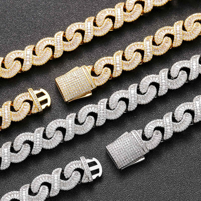 Iced Out 12mm Baguette Cut Infinity Link Chain