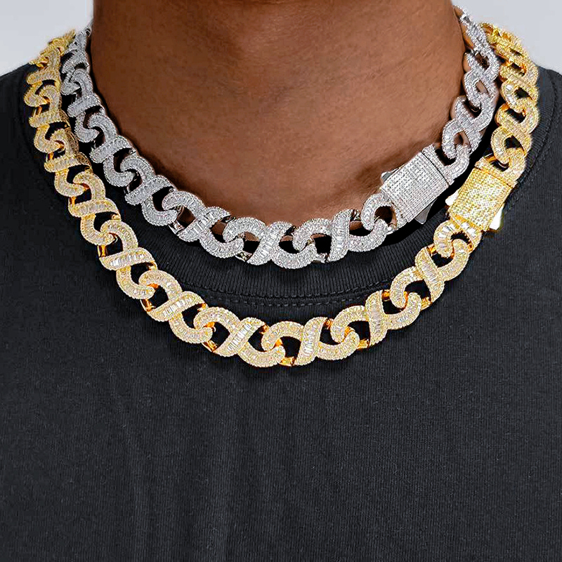 Iced Out 12mm Baguette Cut Infinity Link Chain