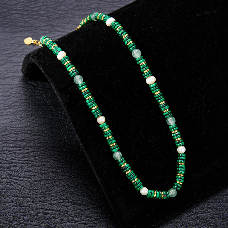 6mm Natural Stone Malachite Chain