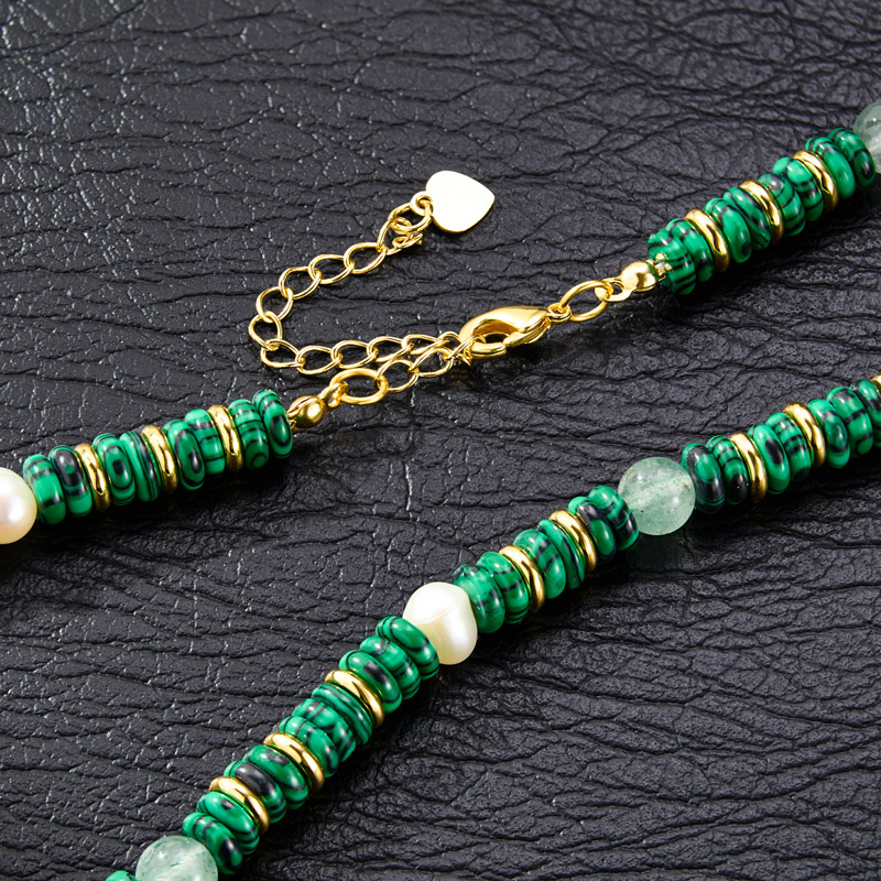 6mm Natural Stone Malachite Chain