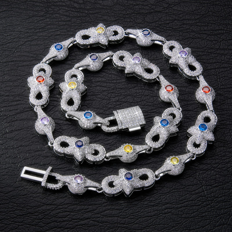 Iced Out 14mm Colored Evil Eye Infinity Star Amulet Chain