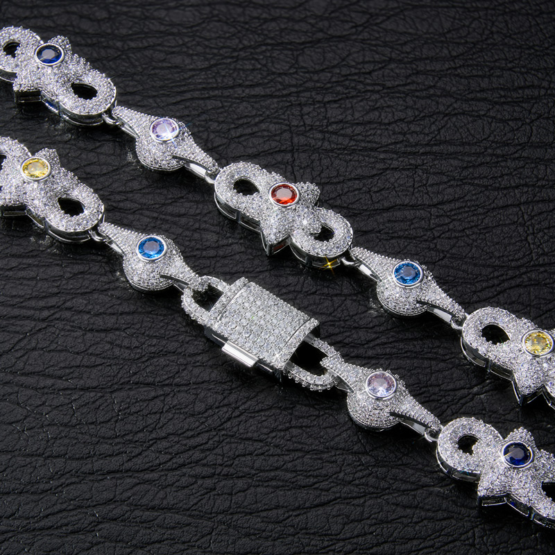 Iced Out 14mm Colored Evil Eye Infinity Star Amulet Chain