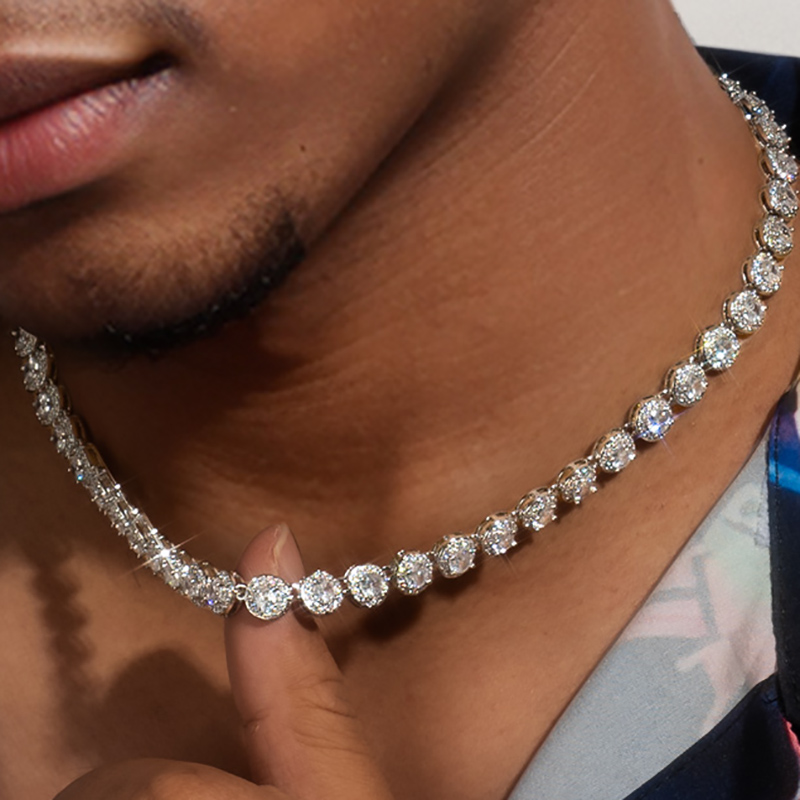 Iced Out 7mm Tennis Necklace in White Gold