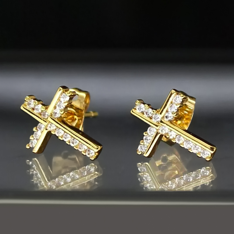 Irregular Iced Cross Stud Earrings