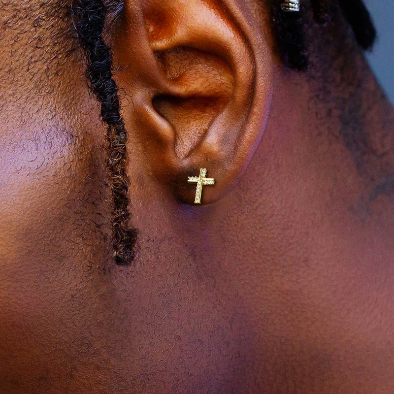 Irregular Iced Cross Stud Earrings