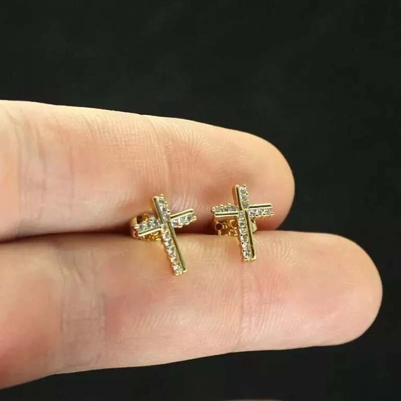 Irregular Iced Cross Stud Earrings