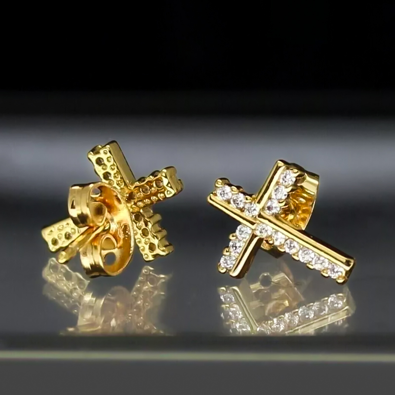 Irregular Iced Cross Stud Earrings