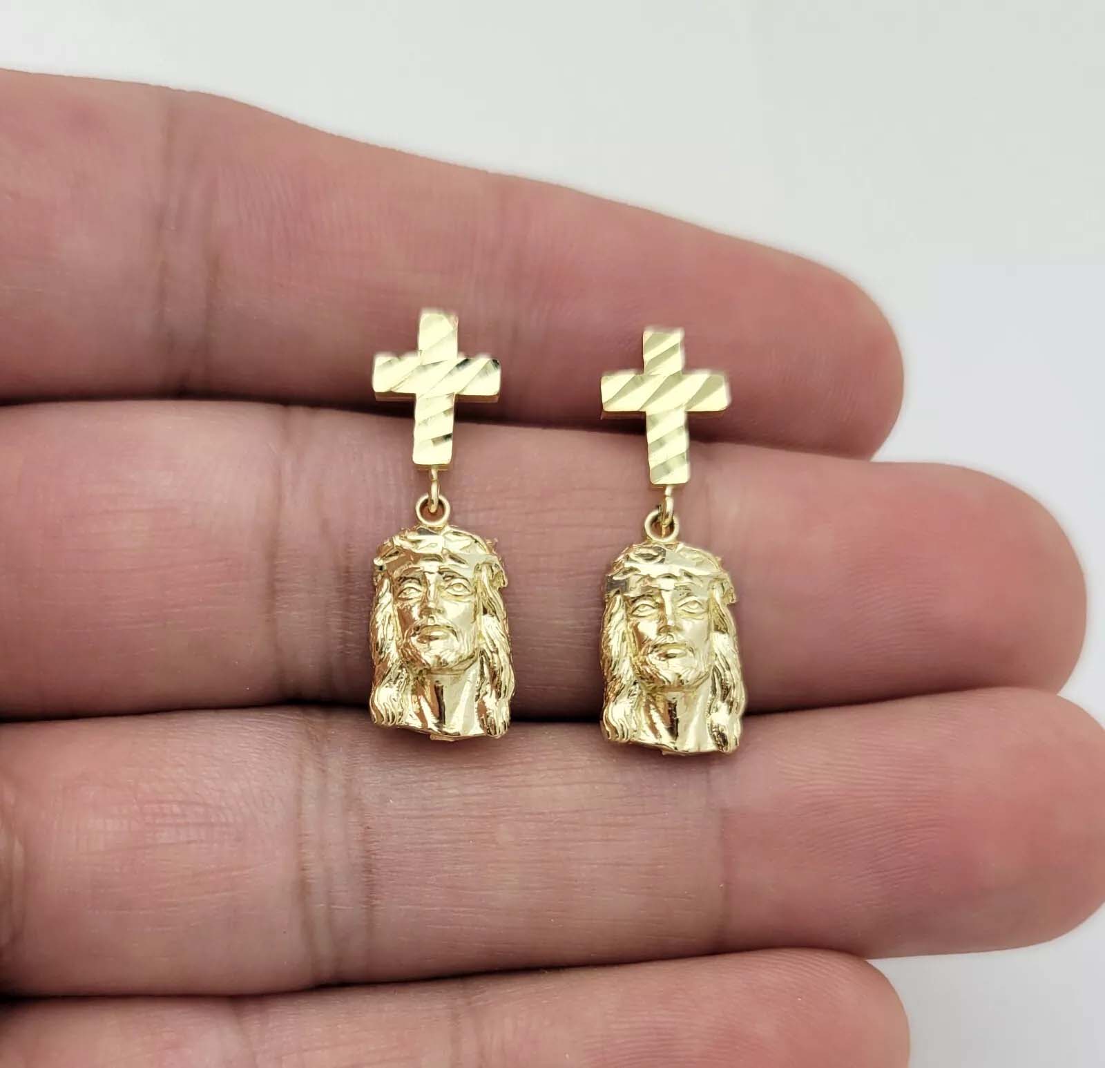 Cross Buckle Jesus Dangle Earrings