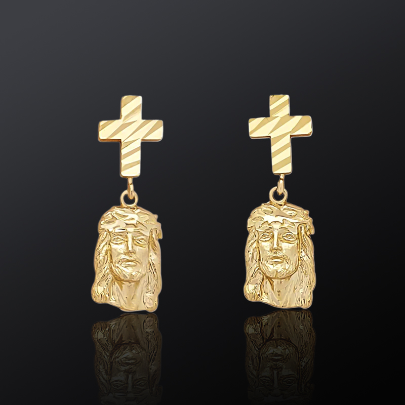 Cross Buckle Jesus Dangle Earrings