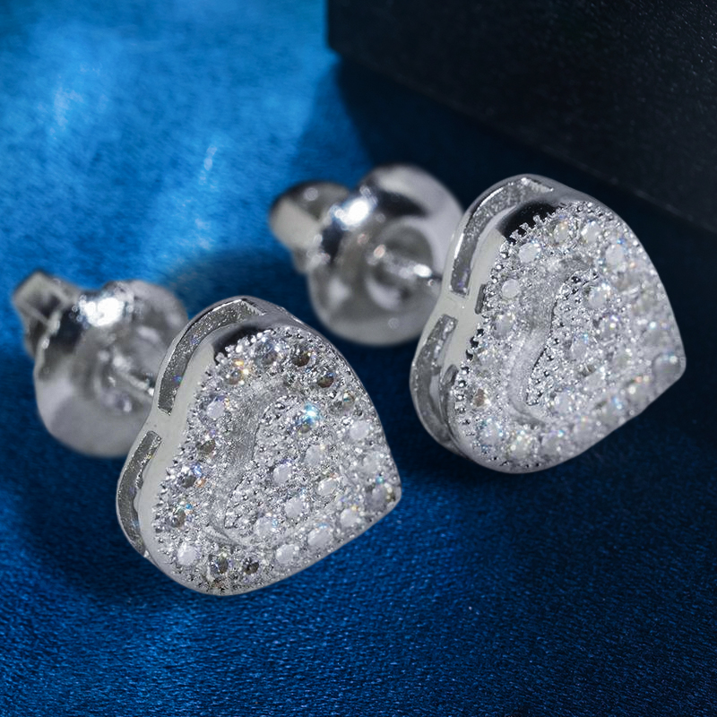 Moissanite Stud Heart Earrings in S925 Silver