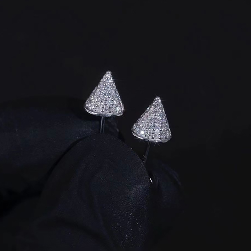 Iced Conical Pointed Stud Earrings