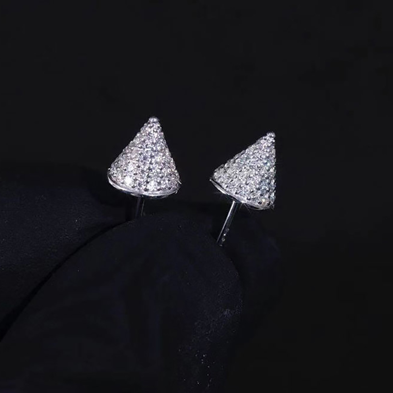 Iced Conical Pointed Stud Earrings