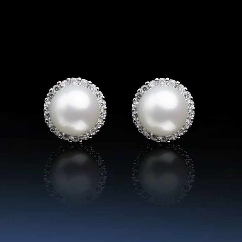 Iced Pearl Stud Earrings