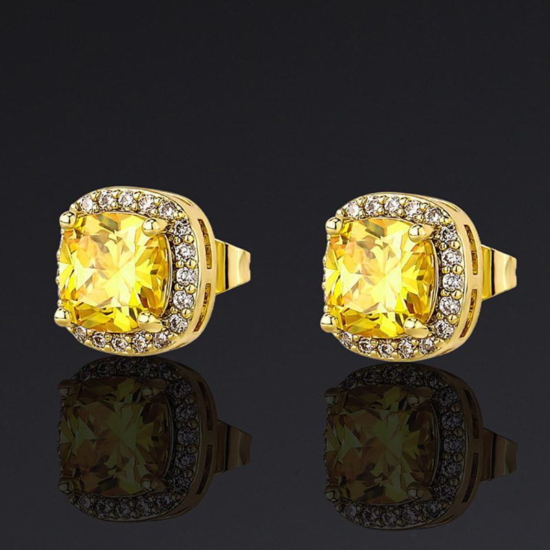 Iced Out Fancy Yellow Cushion Cut Earrings