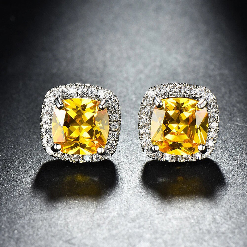 Iced Out Fancy Yellow Cushion Cut Earrings