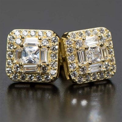 Moissanite Baguette Cut Stud Earrings in S925 Silver