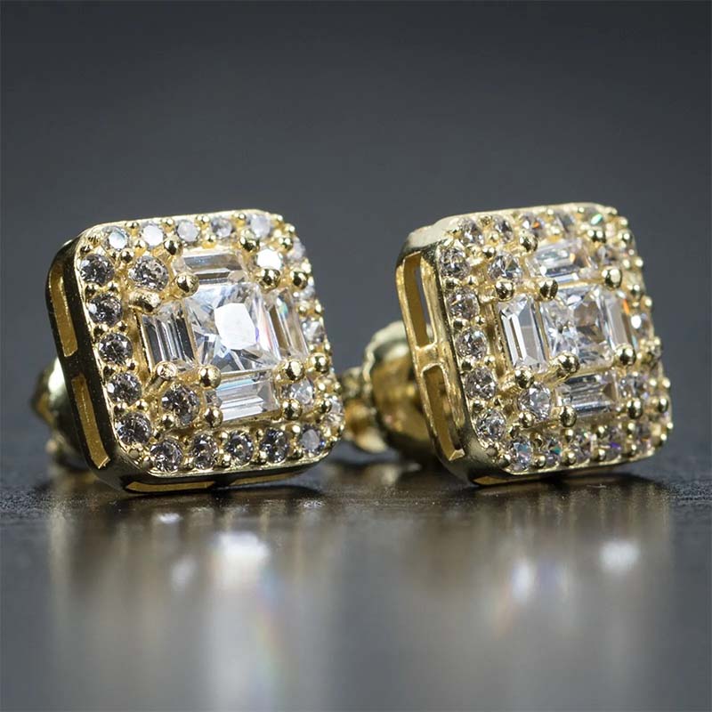 Moissanite Baguette Cut Stud Earrings in S925 Silver