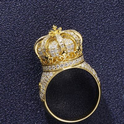 Moissanite Iced Three-dimensional Crown Ring