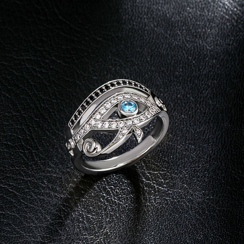 Moissanite Iced Egyptian Eye of Horus Ring