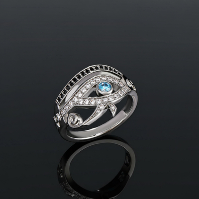 Moissanite Iced Egyptian Eye of Horus Ring