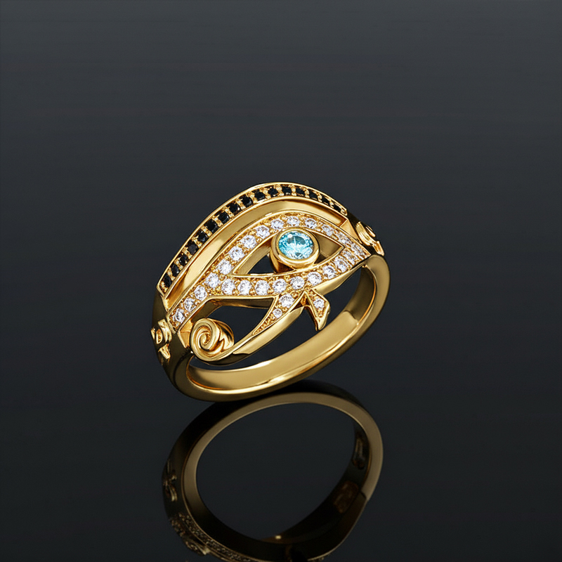 Moissanite Iced Egyptian Eye of Horus Ring