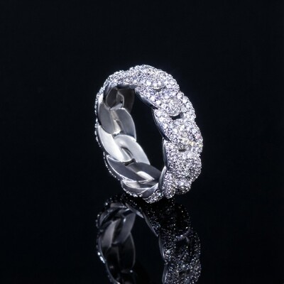 8mm 925S & VVS Moissanite Fully Paved Cuban Ring