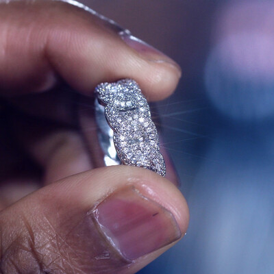 8mm 925S & VVS Moissanite Fully Paved Cuban Ring