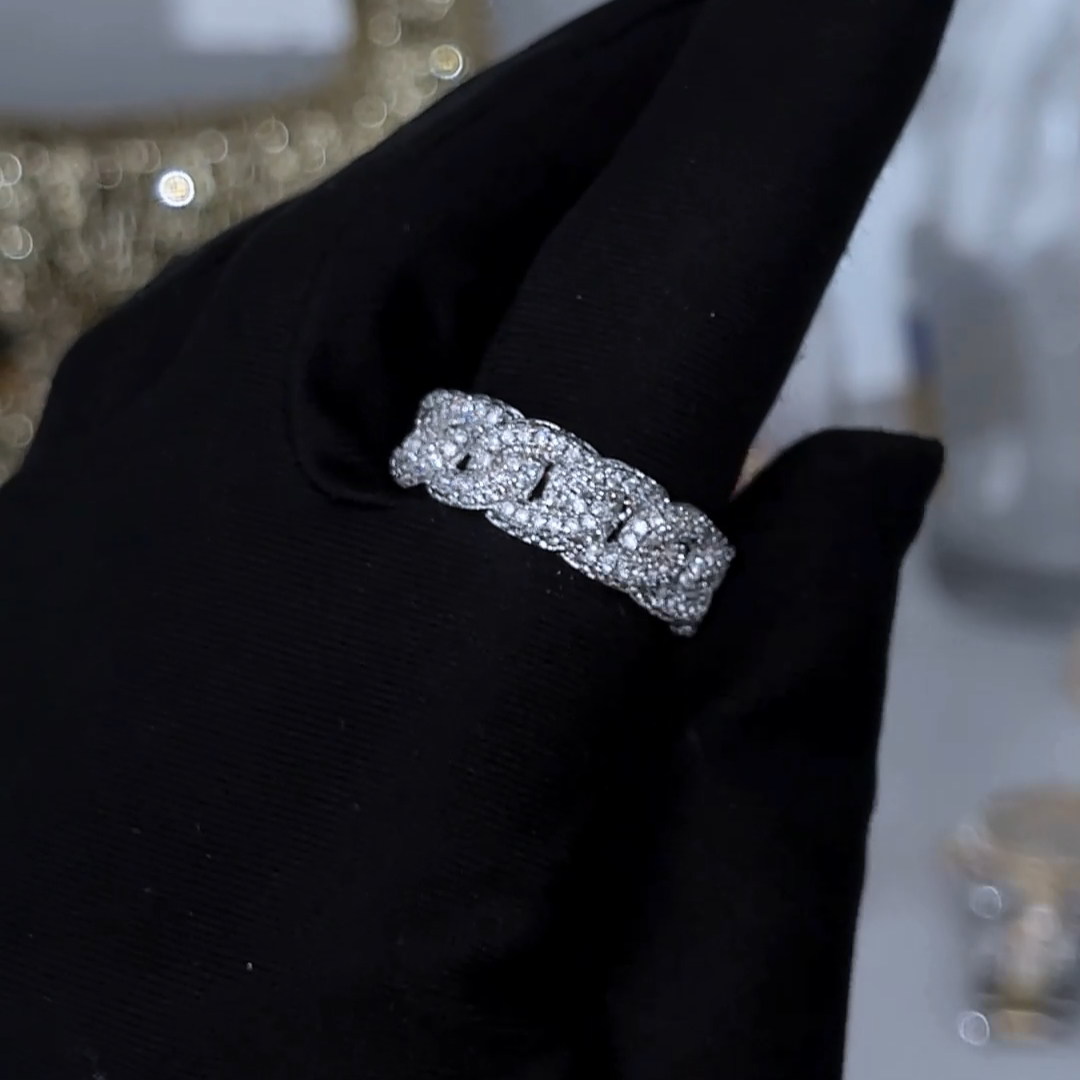 8mm 925S & VVS Moissanite Fully Paved Cuban Ring 8mm 925S & VVS Moissanite Fully Paved Cuban Ring