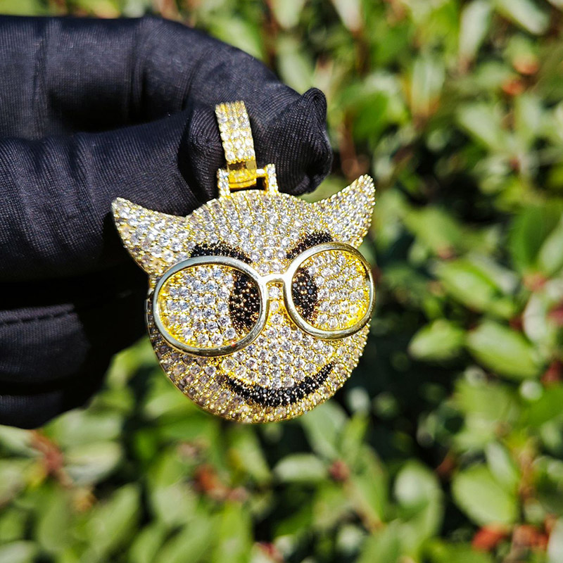 Iced Out Glasses Devil Pendant