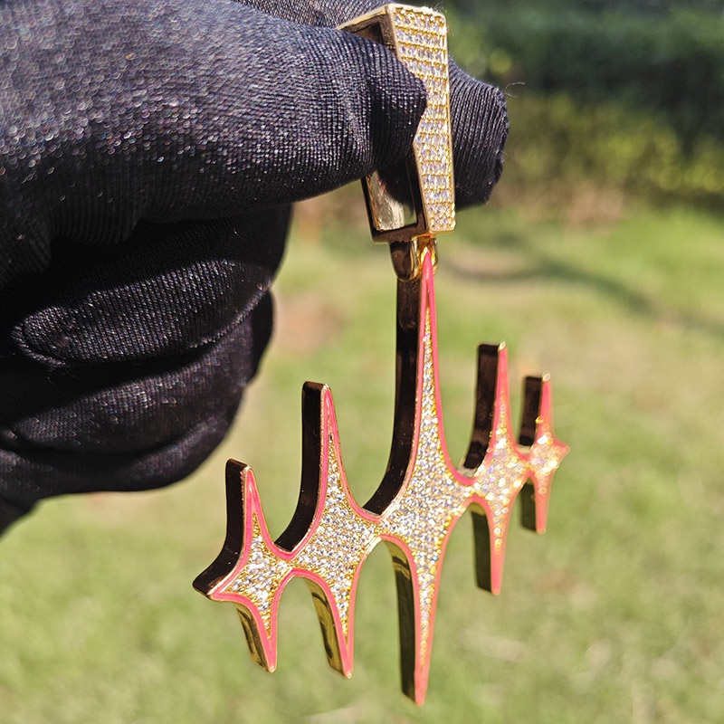 Glow in the Dark Iced Stars Pendant