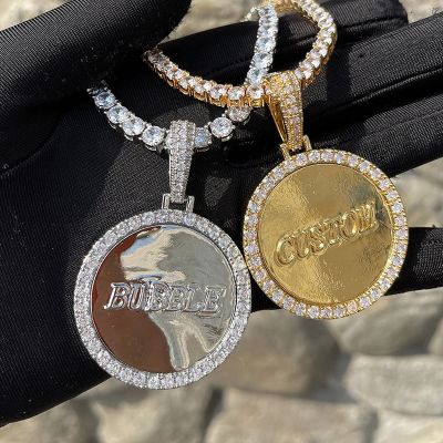 Iced Out Custom Round Name Pendant