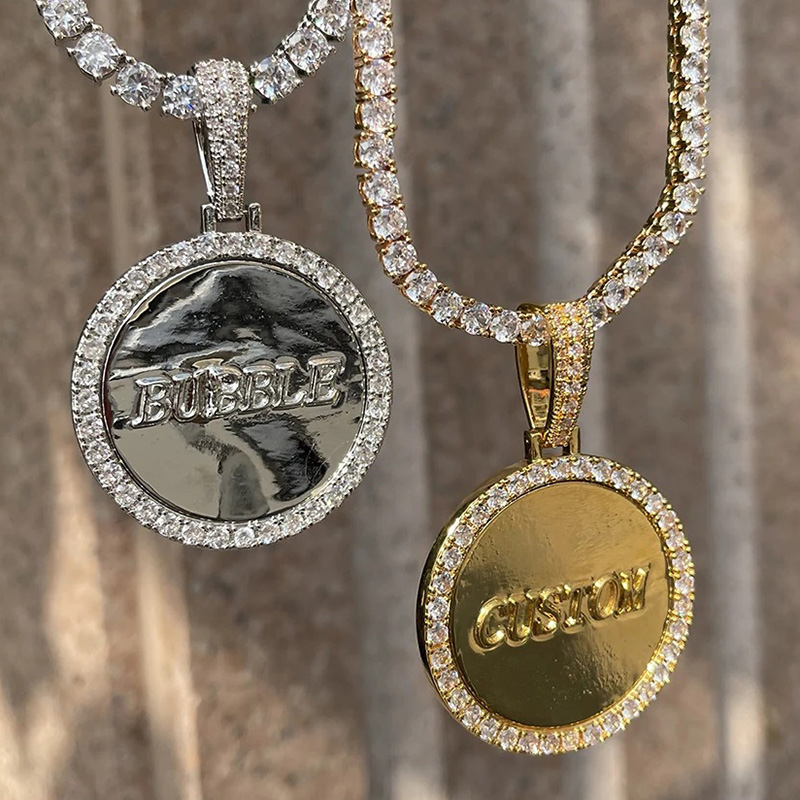 Iced Out Custom Round Name Pendant