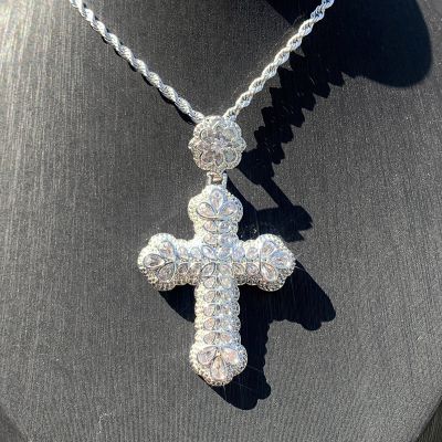 Iced Out Flower Cross Pendant