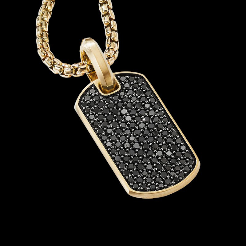 3.9 CTW Black Diamond Dog Tag Pendant