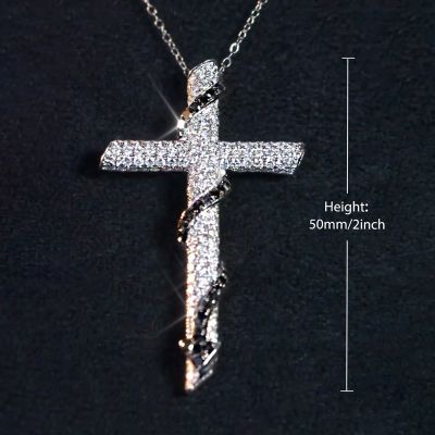 Iced Out Black Devil's Tail Cross Pendant