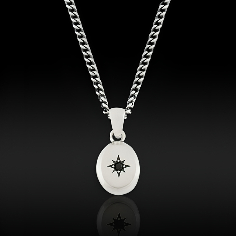 0.1 CTW Black Diamond North Star Pendant